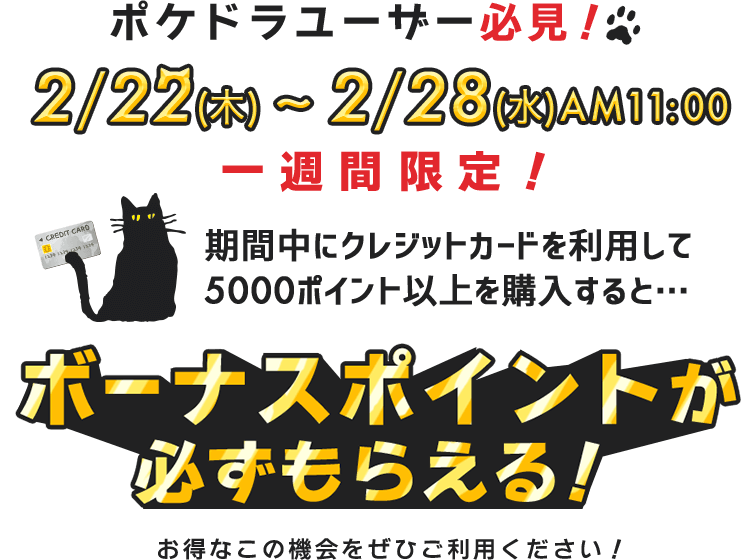 期間限定ポイントアップキャンペーン クレジットカード決済で最大1000ポイントもらえる ポケットドラマcd ポケドラ